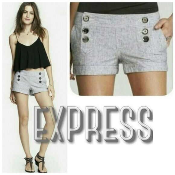 Express Pants - Express Gray Linen Sailor Shorts - Size 8
